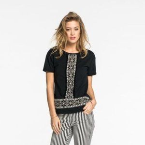 SCOTCH & SODA Embroidered Fringe Sheer Panel Tee